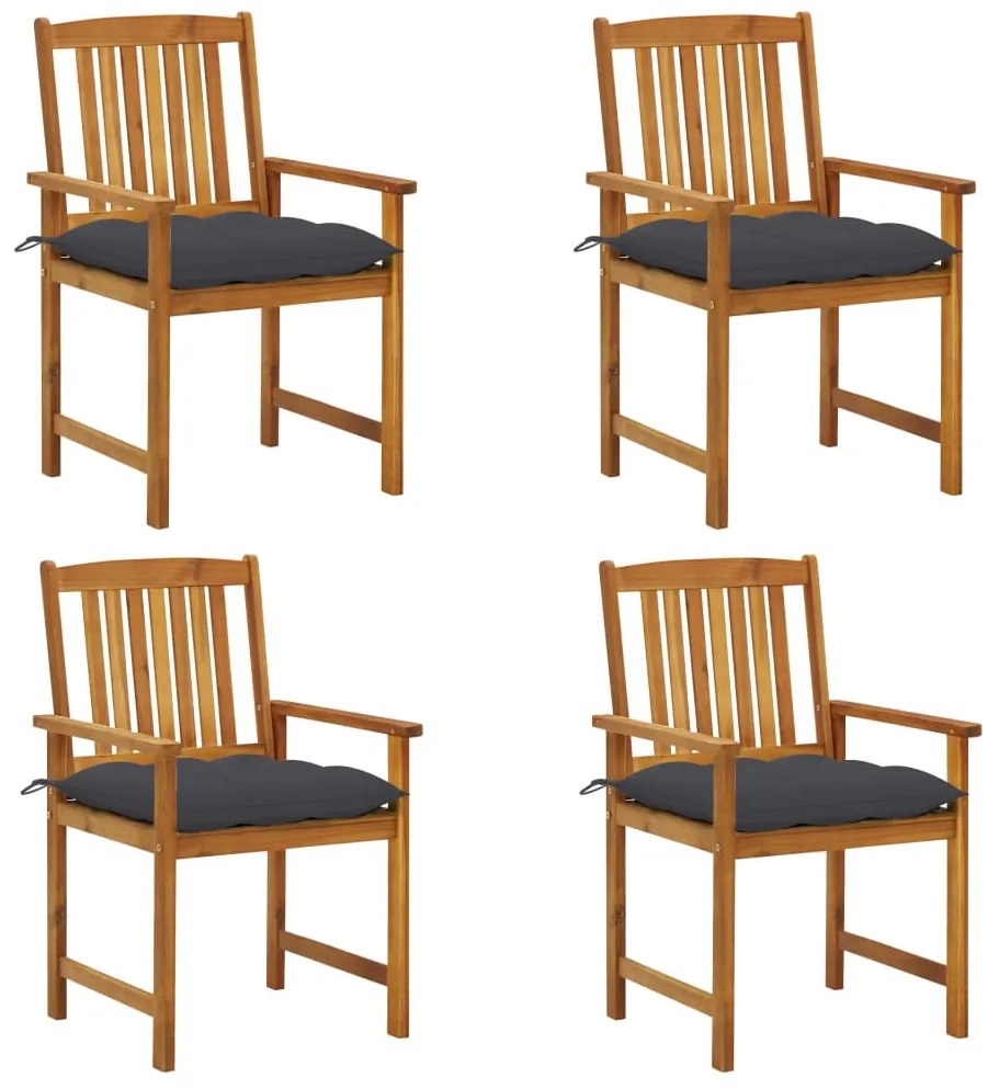 vidaXL Cadeiras de jardim c/ almofadões 4 pcs madeira de acácia maciça