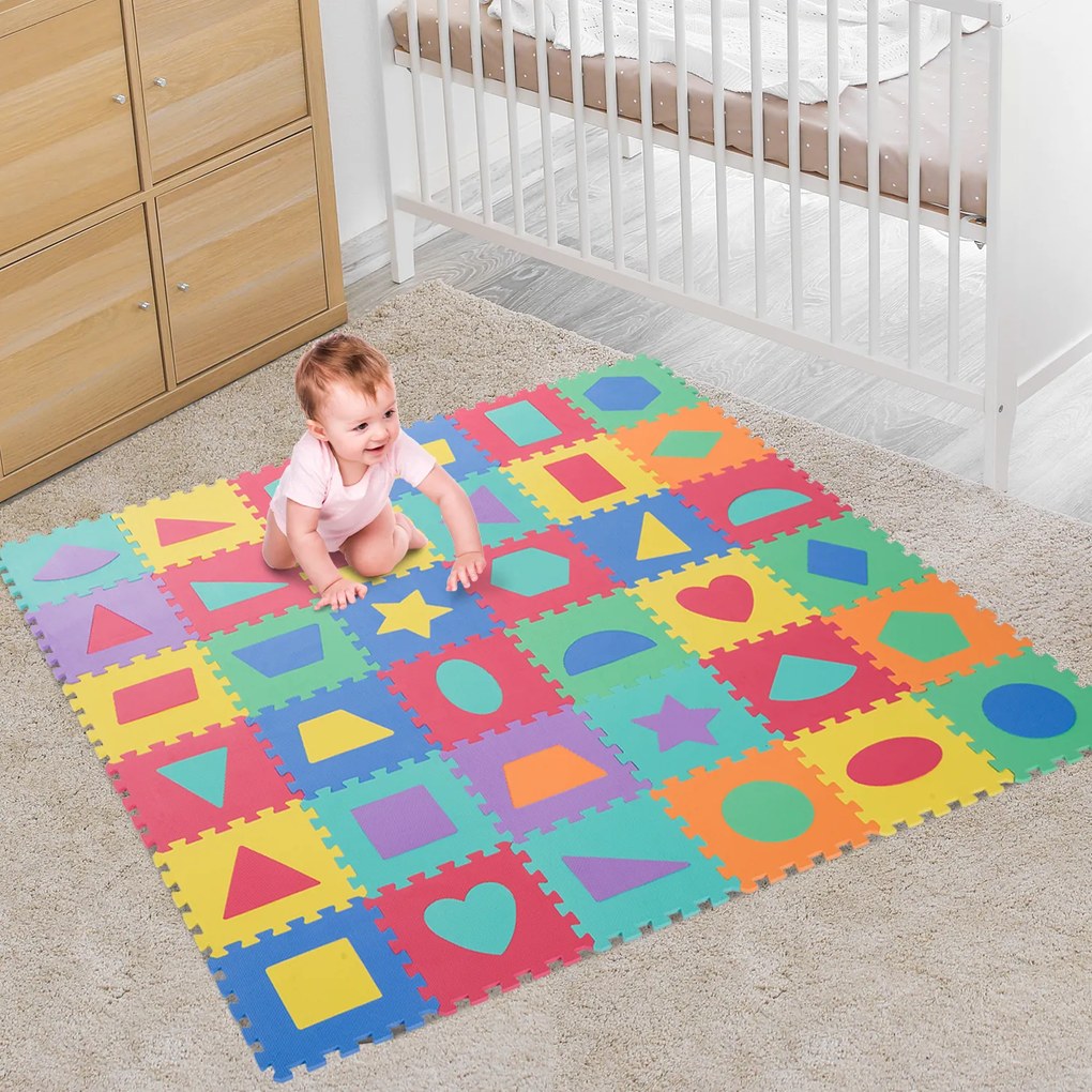 HomCom® Tapete Puzzle Colchão suave para Crianças 3.24㎡Borracha de espuma EVA