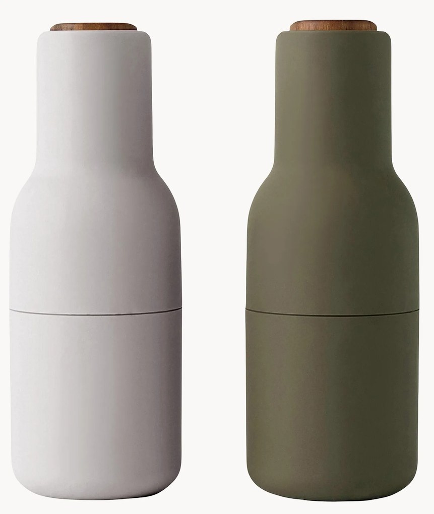 Moinhos de sal e pimenta com tampa em madeira de nogueira Bottle Grinders, conjunto de 2