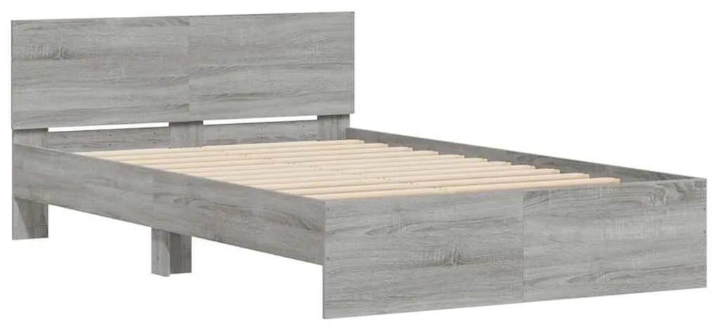 Estrutura cama c/ cabeceira/luzes LED 140x200cm cinzento sonoma