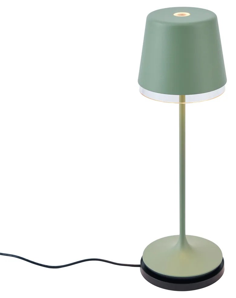 Candeeiro de Mesa Verde Incl. LED IP65 Recarregável com Estação de Carregamento - Bass Moderno