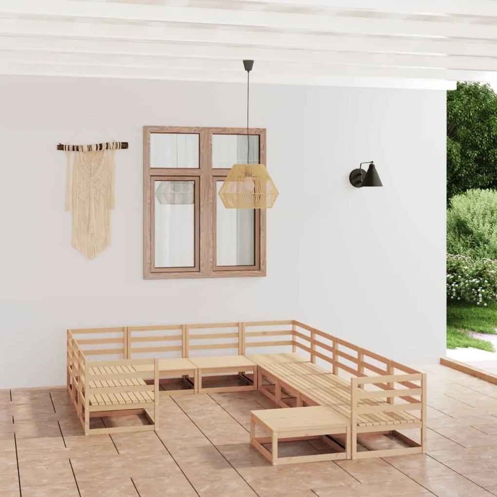 vidaXL 11 pcs conjunto lounge de jardim pinho maciço
