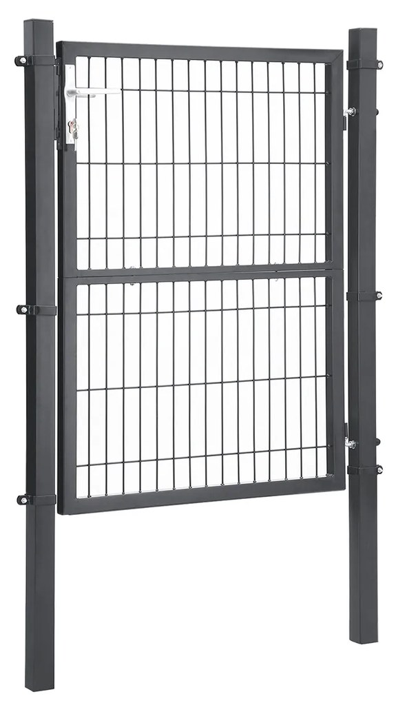 Portão de jardim em aço galvanizado 106 x 6 x 170 cm cinzento