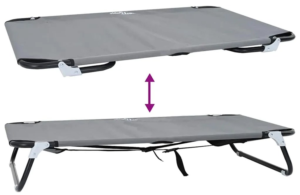 Cama de Cão Dobrável Cinza Claro Estrutura de Metal, Cama de Tecido