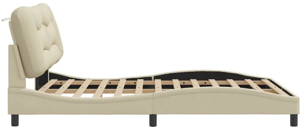 Estrutura de cama sem colchão 160x200 cm tecido cor creme