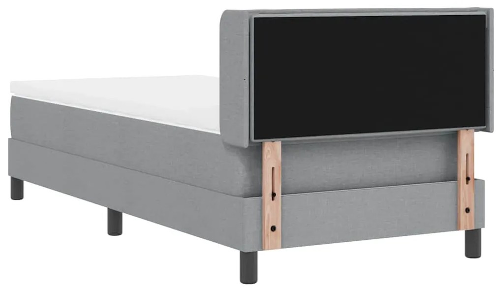 Cama Box com Colchão - Cinza Claro, 90 x 190 cm, Tecido