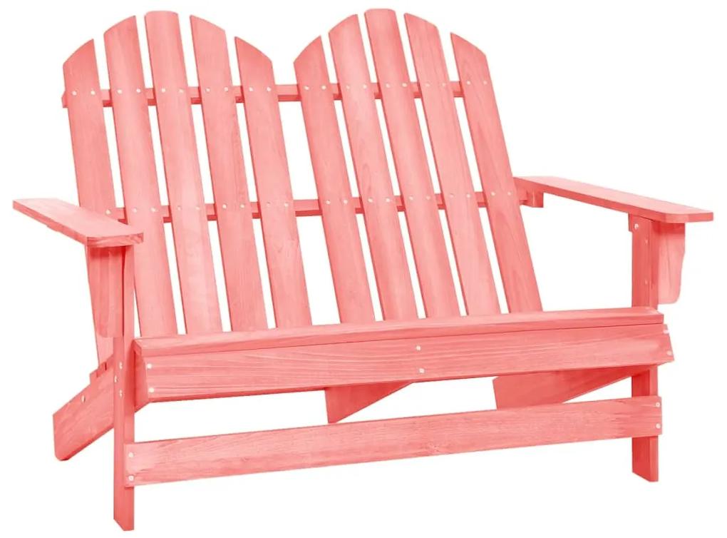 Cadeira de jardim Adirondack 2 lugares abeto maciço rosa