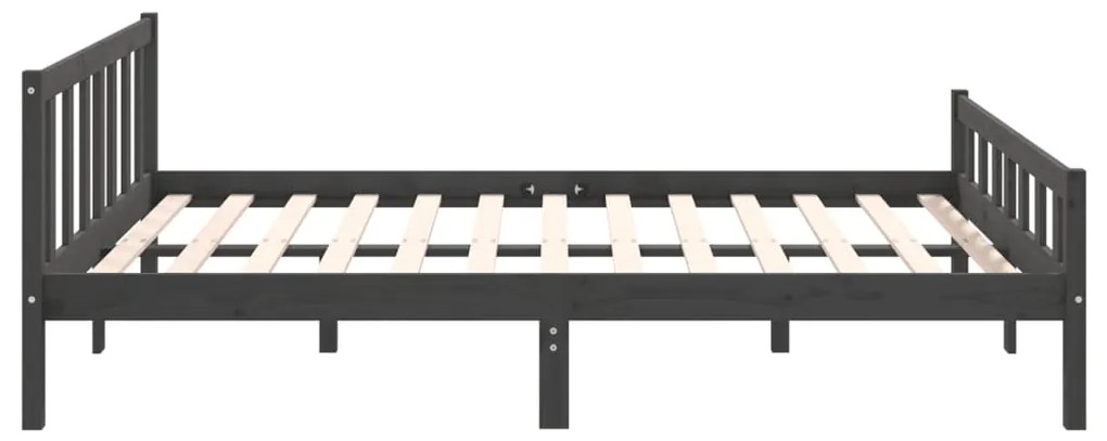 Estrutura de cama king 150x200 cm madeira maciça cinza