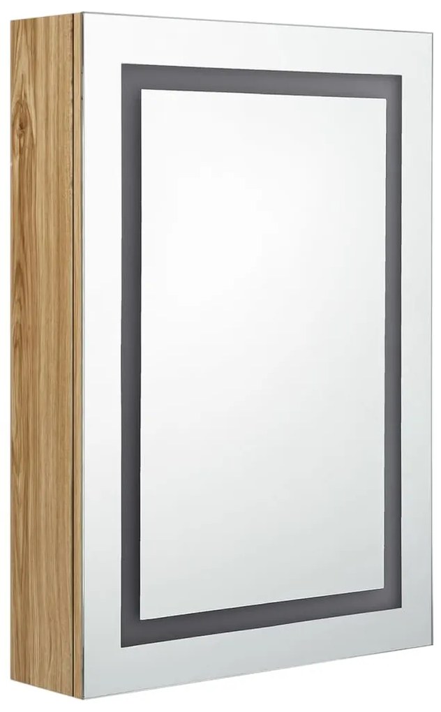 Armário espelhado p/ casa de banho LED 50x13x70 cm carvalho