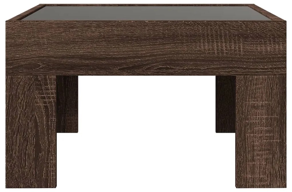 Mesa centro luzes LED Infinity 50x50x30 cm carvalho castanho