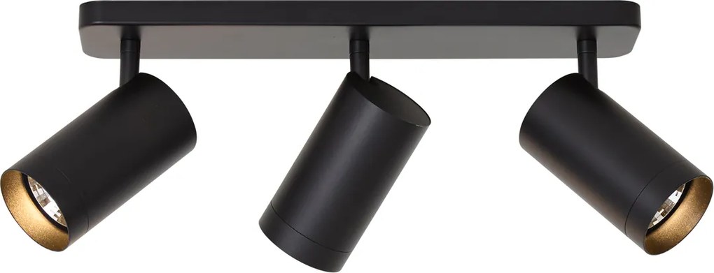Candeeiro de Teto Moderno Preto 3 Luzes GU10 70mm - Jeana Luxe
