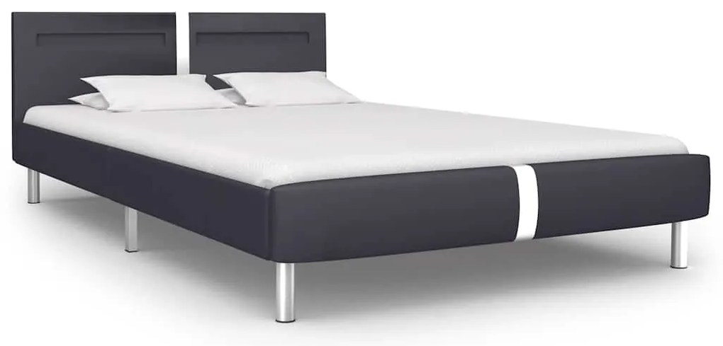 Estrutura de cama com LED 140x200 cm couro artificial preto