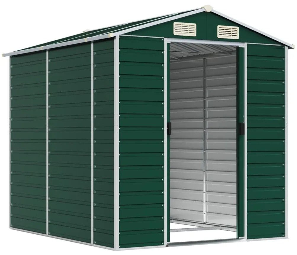 Abrigo de jardim 191x215x198 cm aço galvanizado verde