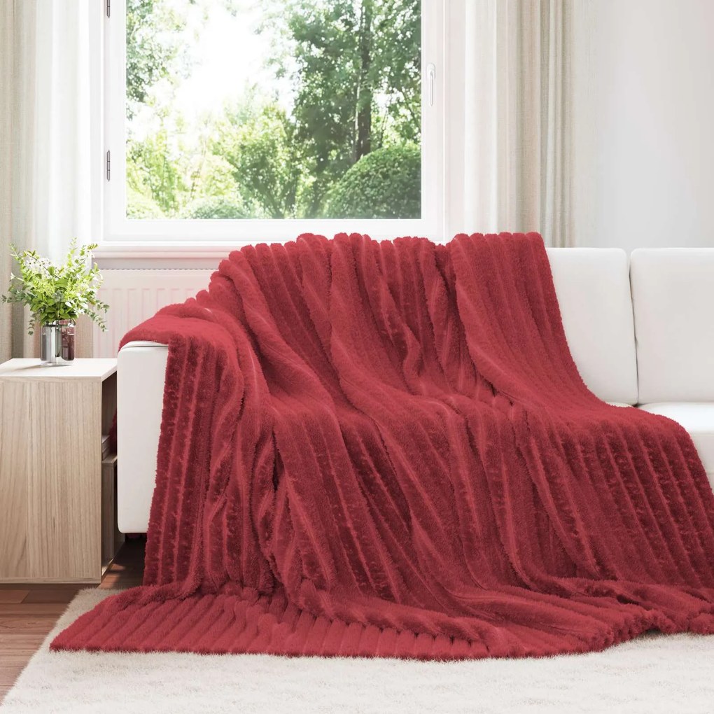 vidaXL Cobertor Vermelho Bordeaux 270 x 240 cm Lã
