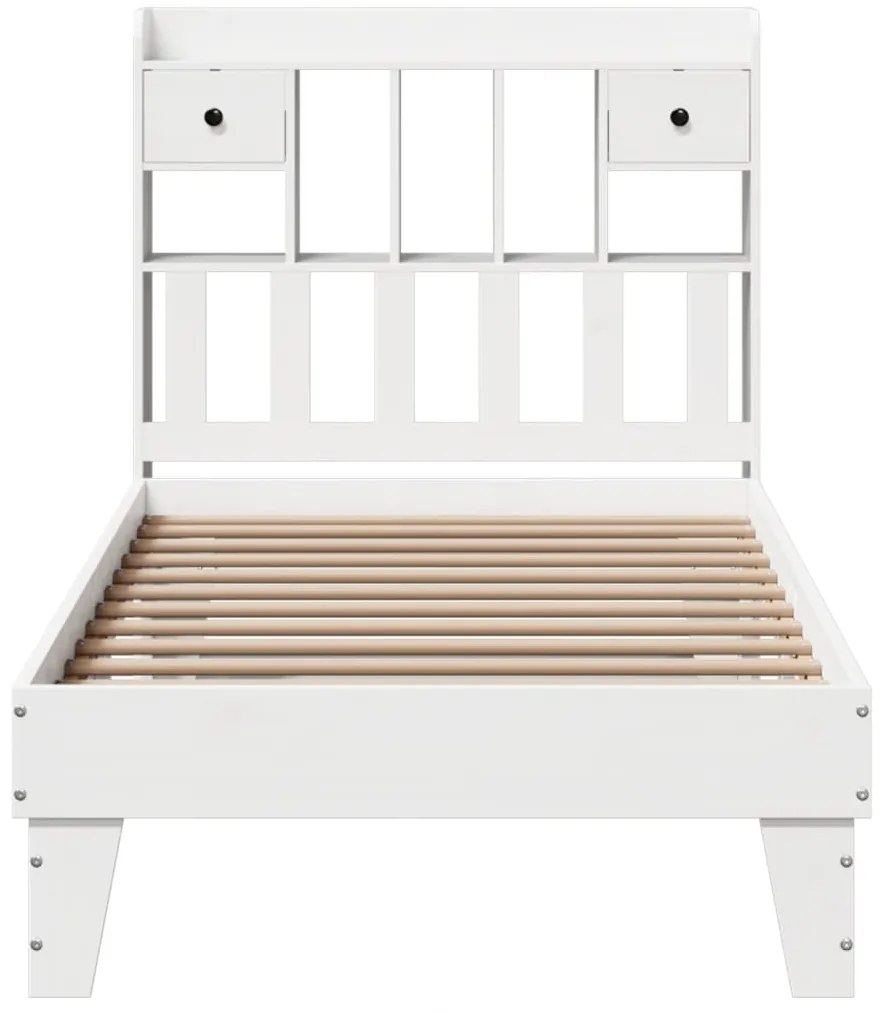 Cama sem colchão 100x200 cm madeira de pinho maciça branco