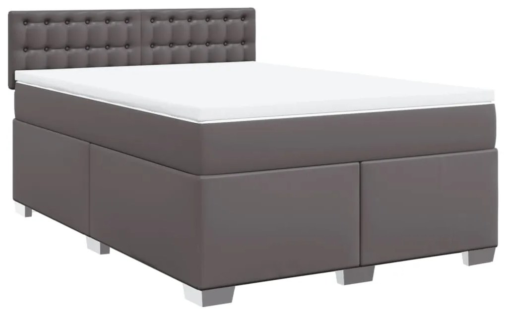 Cama com Molas/Colchão e Luzes Led - 160x200 cm - Couro Artificial Cin