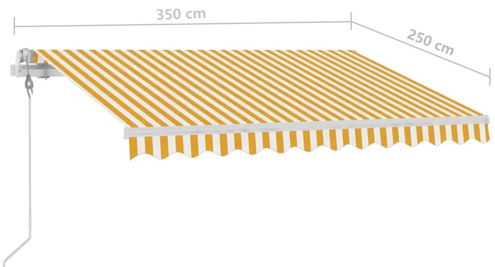 Toldo automático independente 350x250 cm amarelo e branco