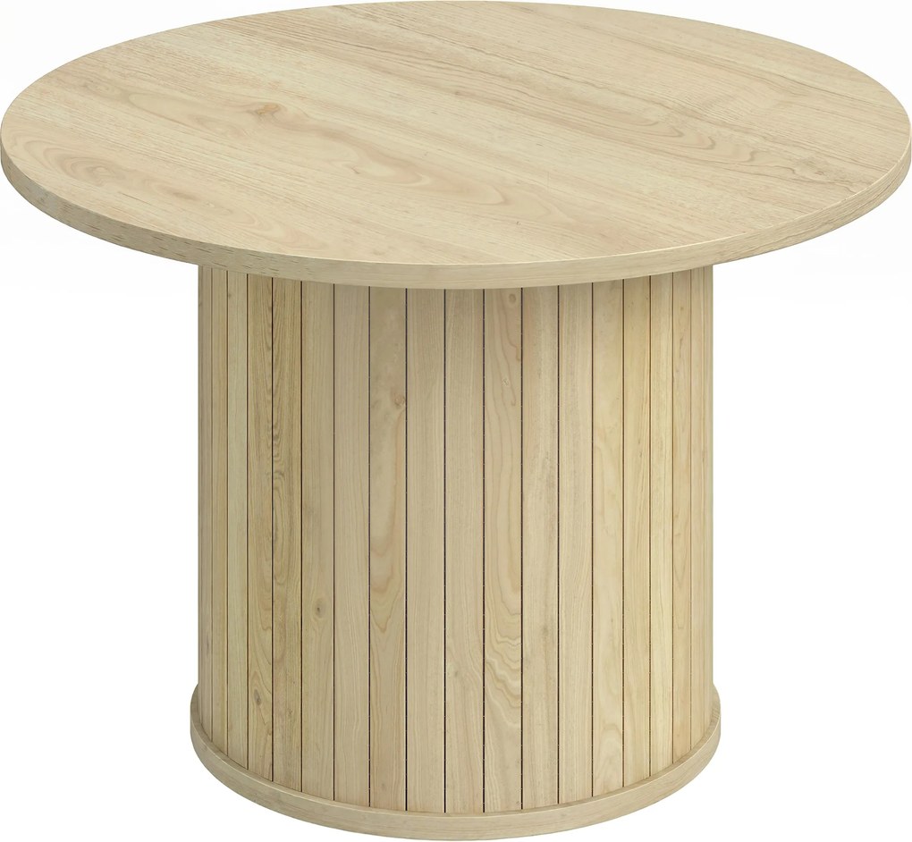 HOMCOM Mesa de Centro Redonda com Base de Coluna de Ripas para Sala de Estar ou Quarto Ø60x40 cm Madeira | Aosom Portugal