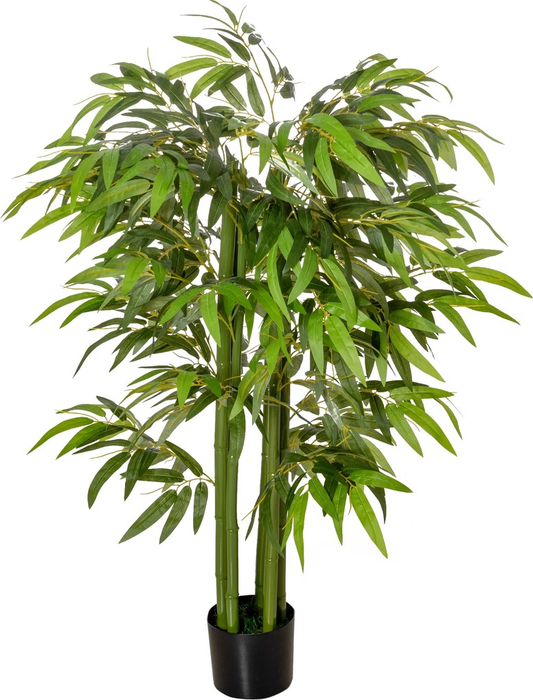 Planta artificial de bambu, árvore artificial de 140 cm com vaso, planta artificial verde para decoração de interiores