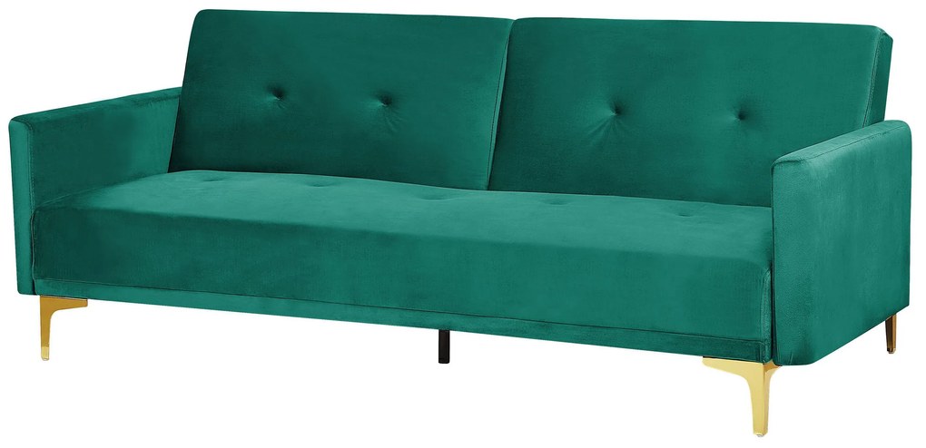 Sofá-cama de 3 lugares em veludo verde LUCAN Beliani