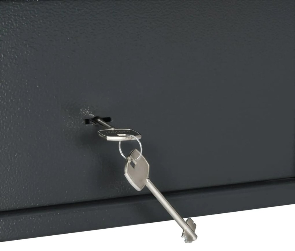 Cofre com Fechadura de Chave Cinza Escuro 20x31x20 cm Aço