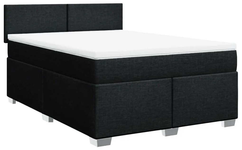 Cama com molas/colchão 140x200 cm tecido preto