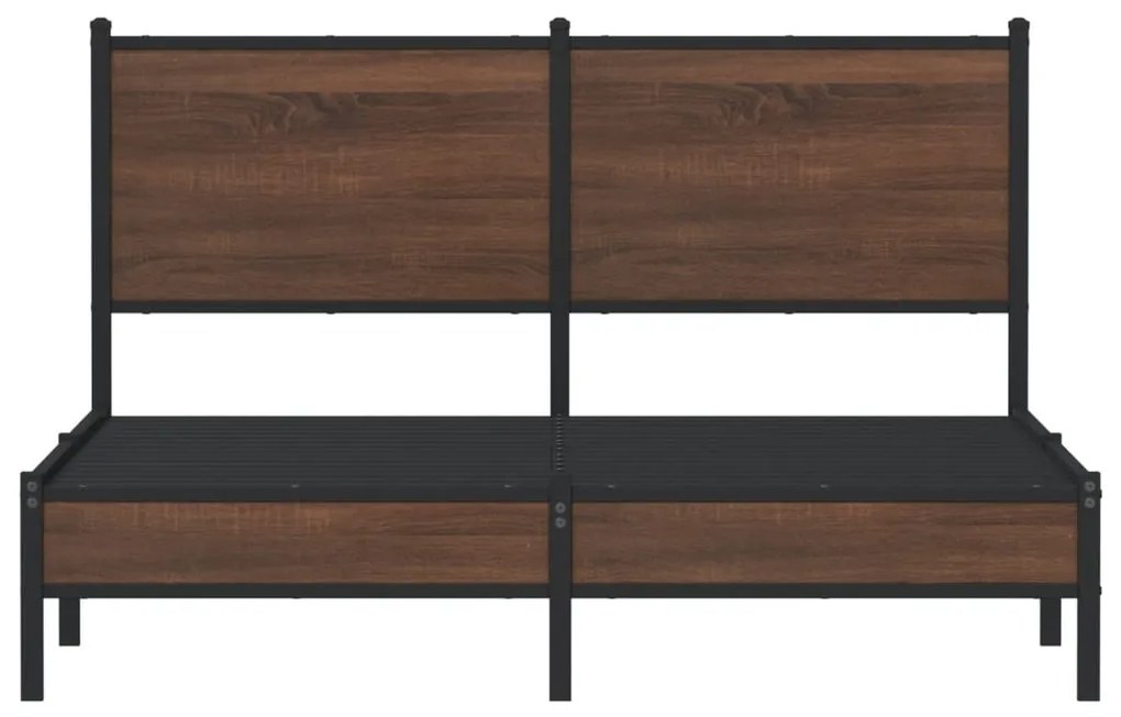 Estrutura de cama sem colchão 137x190cm metal carvalho castanho