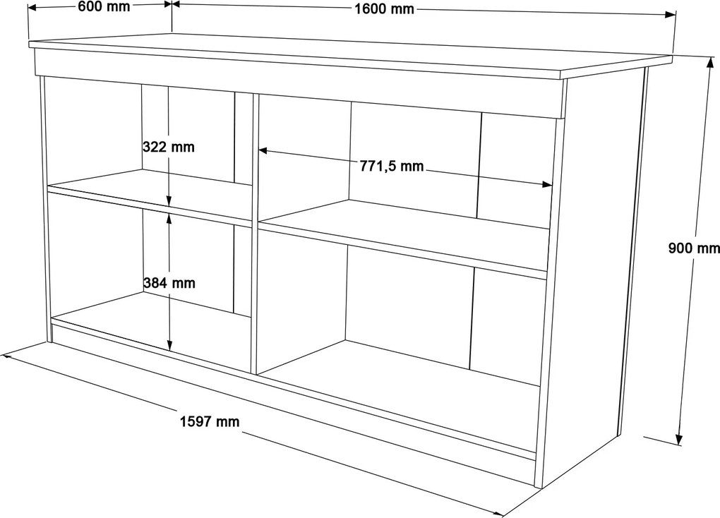Ilha de Cozinha "Orren" - 160x90x60 cm - Branco - Design Moderno