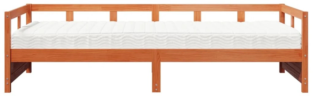 Sofá-cama com colchão 90x190 cm pinho maciço castanho-mel