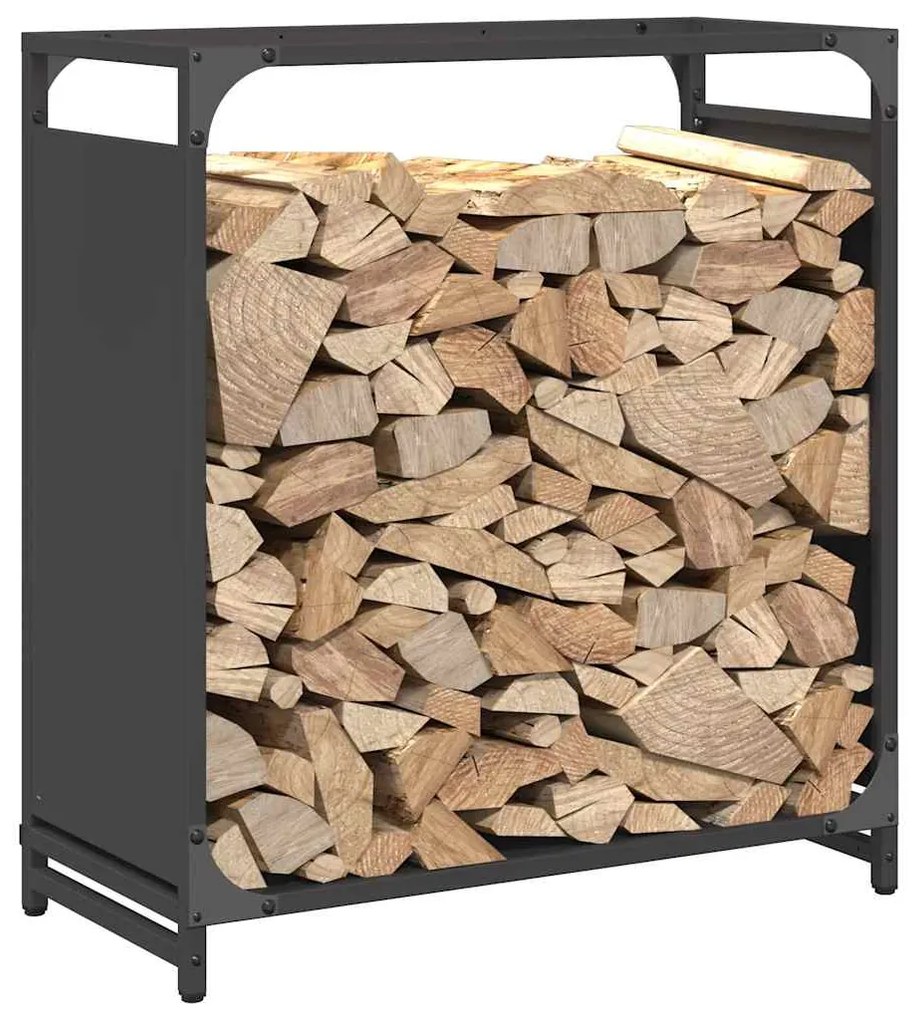 Suporte para lenha 60x28x65 cm aço laminado a frio preto