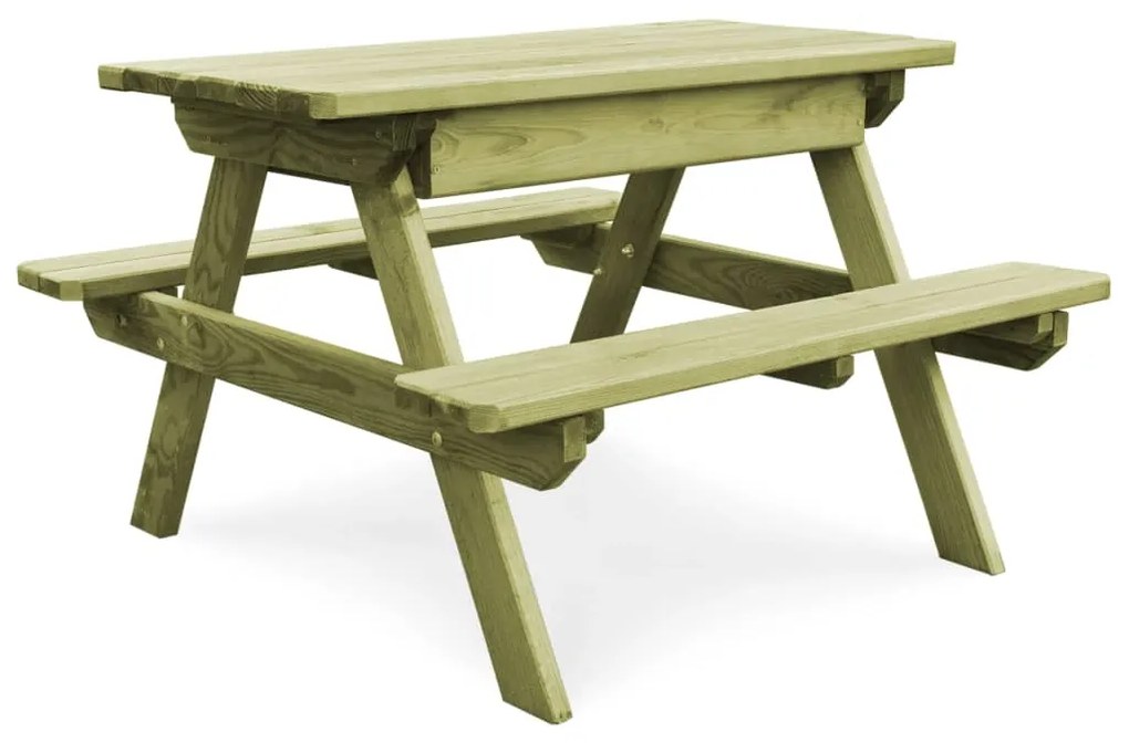 45148 vidaXL Mesa infantil com bancos p/ piqueniques pinho impregnado