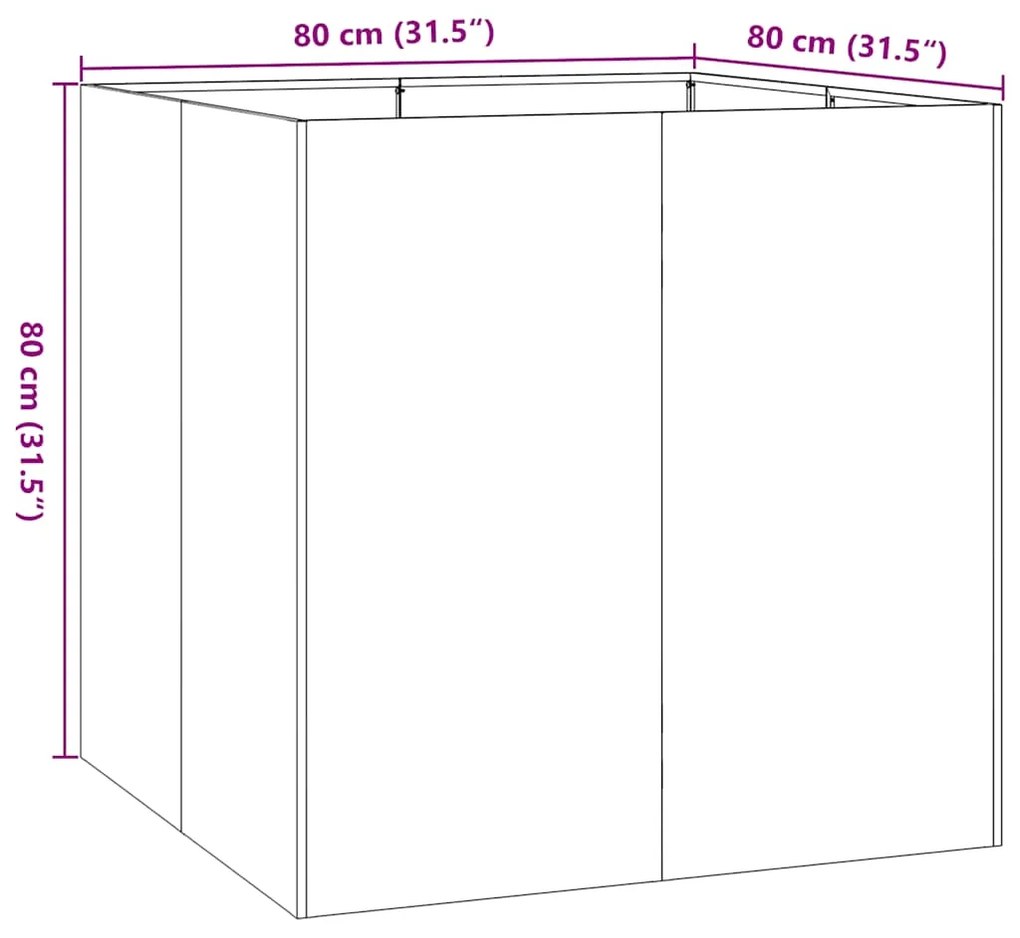 Vaso floreira 80x80x80 cm aço branco