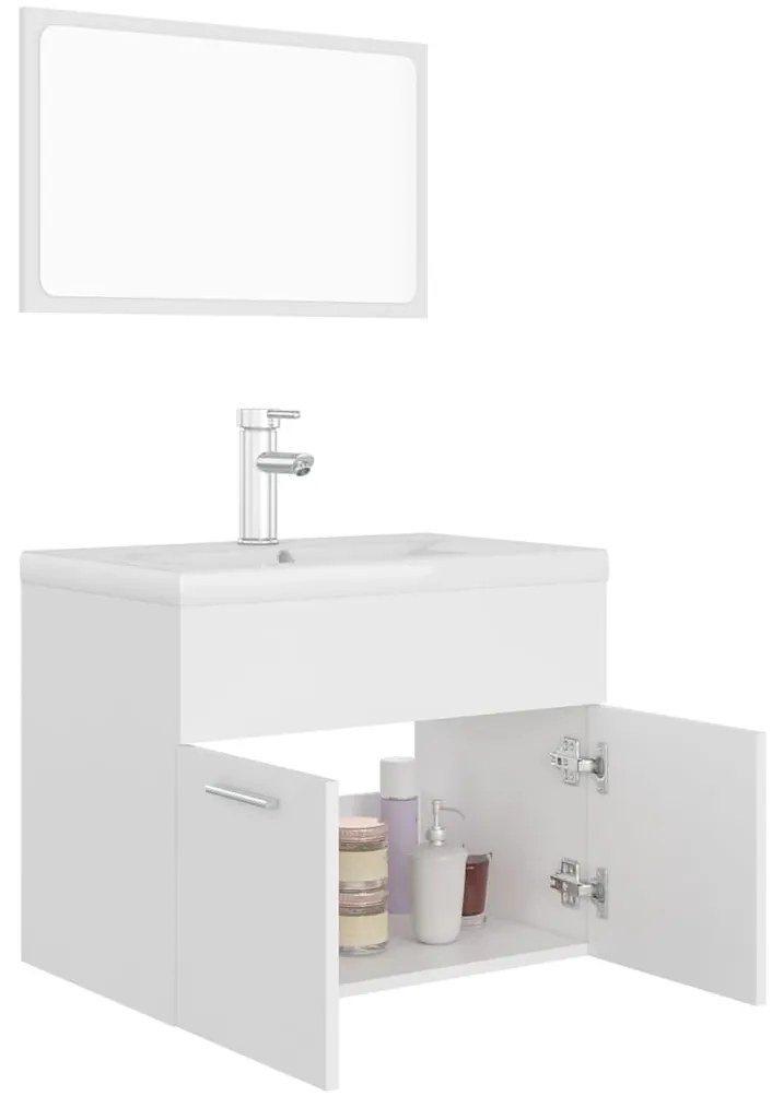 Conjunto de móveis de casa de banho derivados de madeira branco