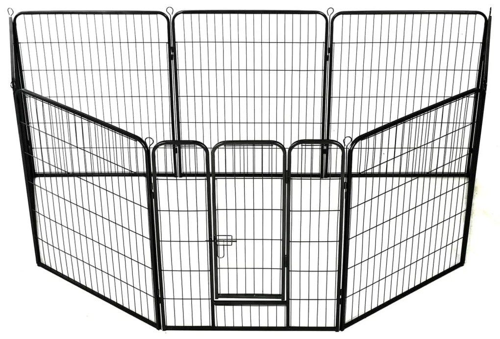 Parque para cães 8 painéis aço 80x100 cm preto