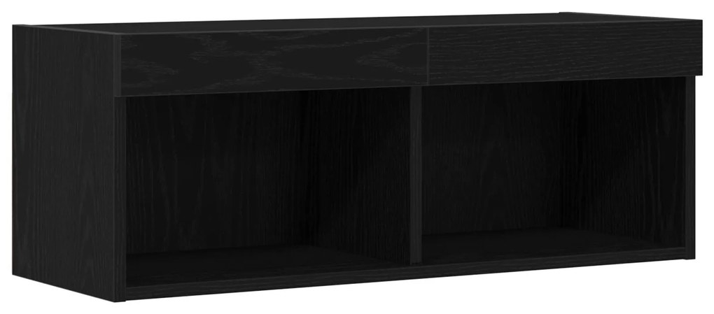 Armário de TV vidaXL com luzes LED Carvalho Preto 80x30x30 cm