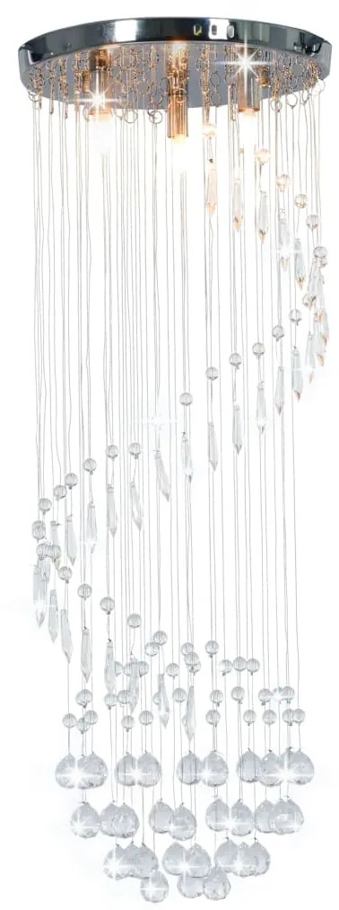 Candeeiro de teto com contas de cristal G9 espiral prateado