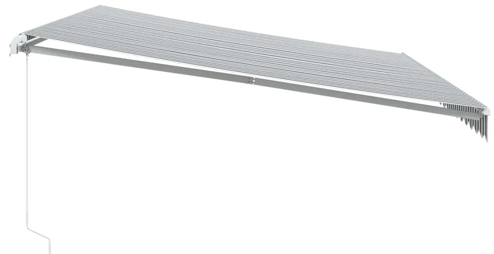 Toldo retrátil manual com LED 500x350 cm antracite/branco