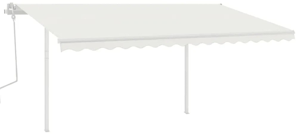 Toldo retrátil manual com luzes LED 4x3,5 m cor creme