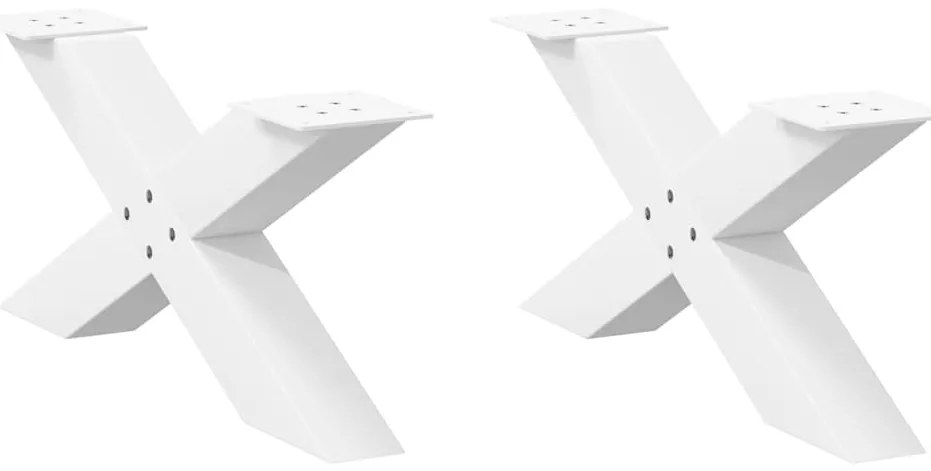 vidaXL Pés para mesa de centro em formato de X, 2 peças, branco, 70x (30-31) cm, aço