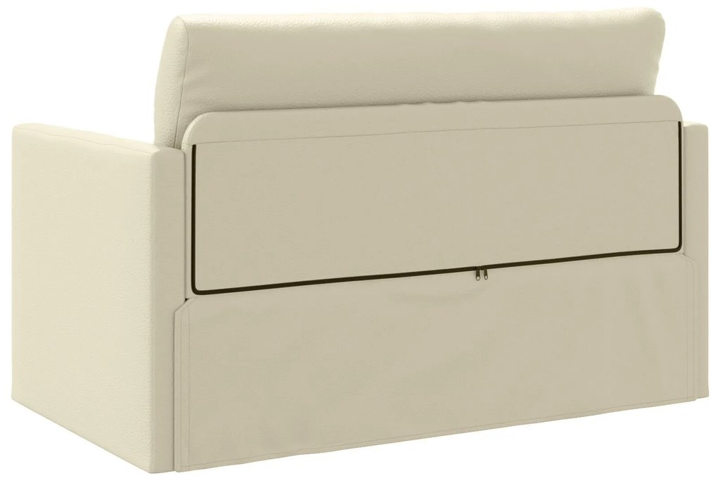 Sofá-camas 2-em-1 Creme 124x71x78 cm Couro Sintético