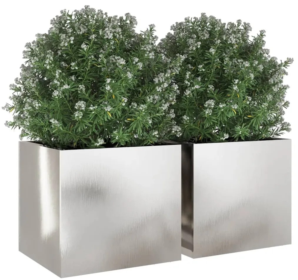 Vasos/floreiras 2 pcs 32x30x29 cm aço inoxidável prateado