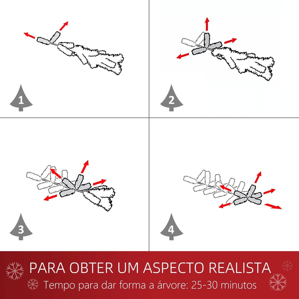 HOMCOM Árvore de Natal 180cm Neve Artificial com 394 Ramos Ignífugos d