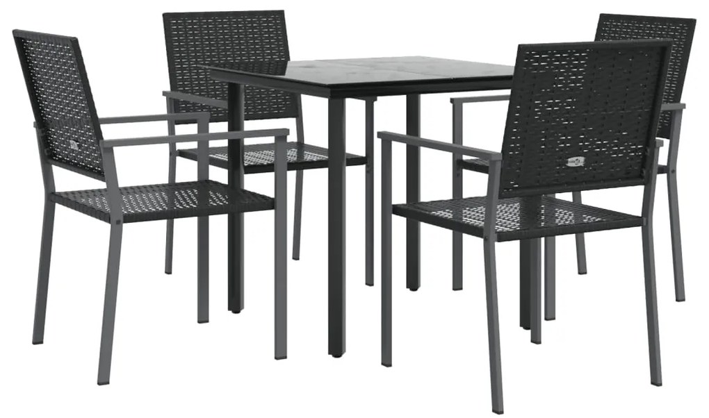 5 pcs conjunto de jantar p/ jardim vime PE e aço