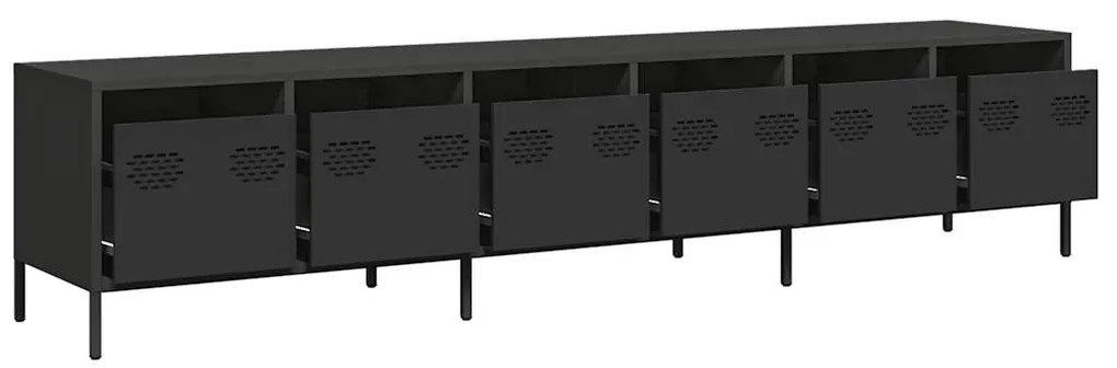 Móvel de TV 202x39x43,5 cm aço laminado a frio preto