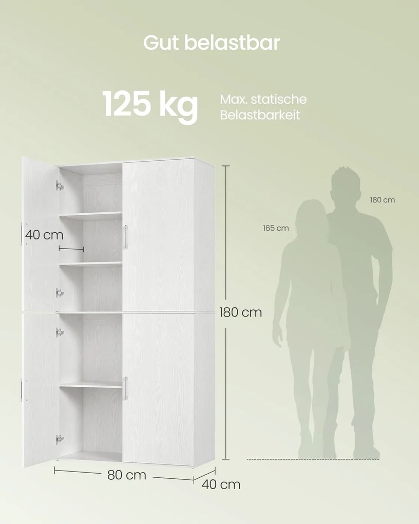 Armario multiusos 80 x 40 x 180 cm (L x P x A),, de aglomerado Branco