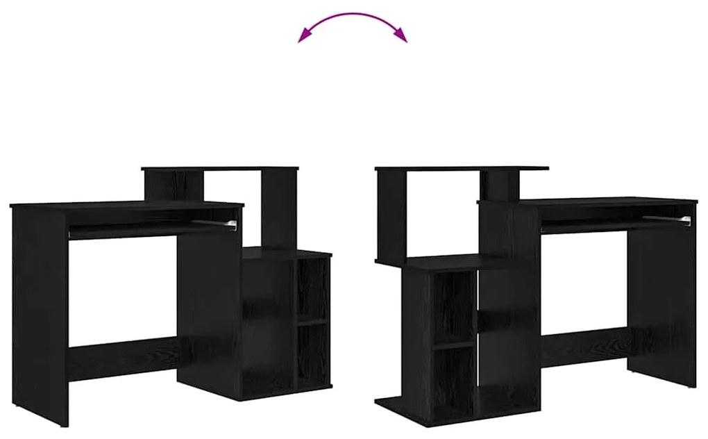 Mesa com Armazenamento Carvalho Preto 120,5x44x88,5 cm Madeira de Enge