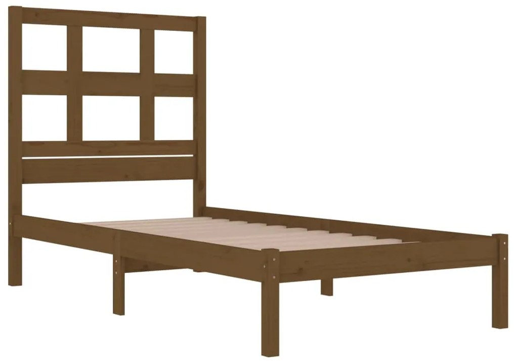 Estrutura de cama 100x200 cm pinho maciço castanho mel