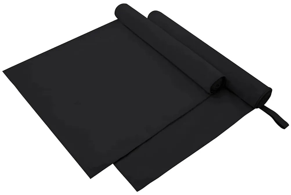 vidaXL Toalhas Esportivas 2 pcs Preto 180 x 90 cm
