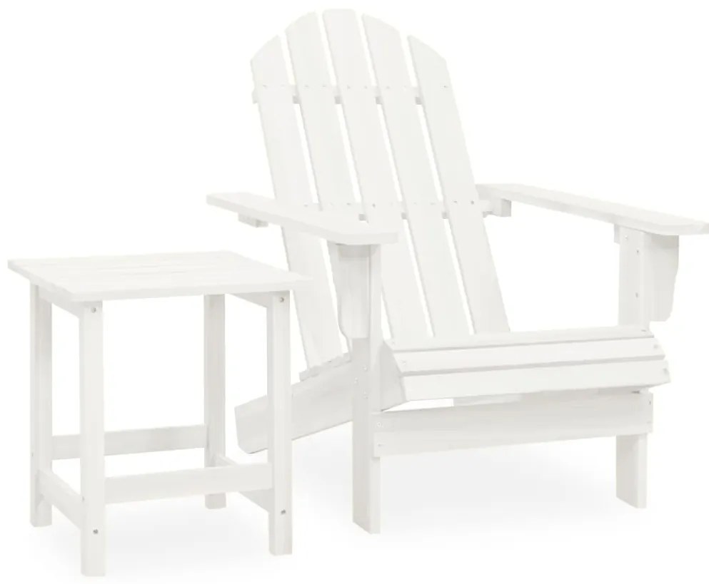 vidaXL Cadeira de jardim Adirondack com mesa madeira de abeto branco