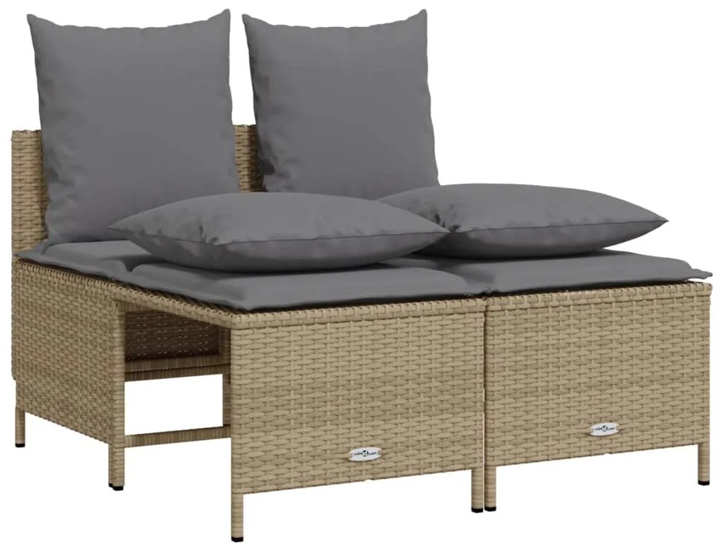 5 pcs conjunto de sofás p/ jardim com almofadões vime PE bege